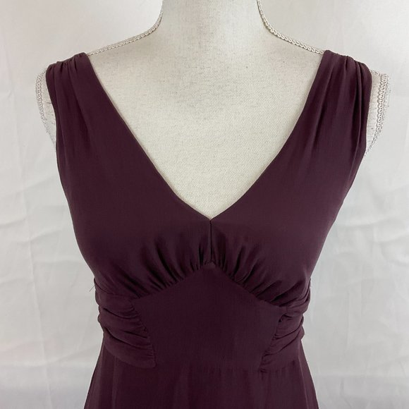 Ted Baker Dress 2 US 6 Dark Purple Sleeveless V-Neck Empire Tie Waist - Picture 3 of 12